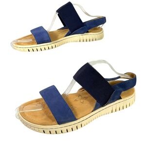 Comfortiva Pillowtop memory foam suede Navy Blue Elastic Strap Sandals size 10
